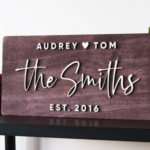 Custom Wedding Gift Last Name Sign Custom Wood Sign Established Sign Wedding Sign Family Name Sign Newlywed Present for Wedding image 2