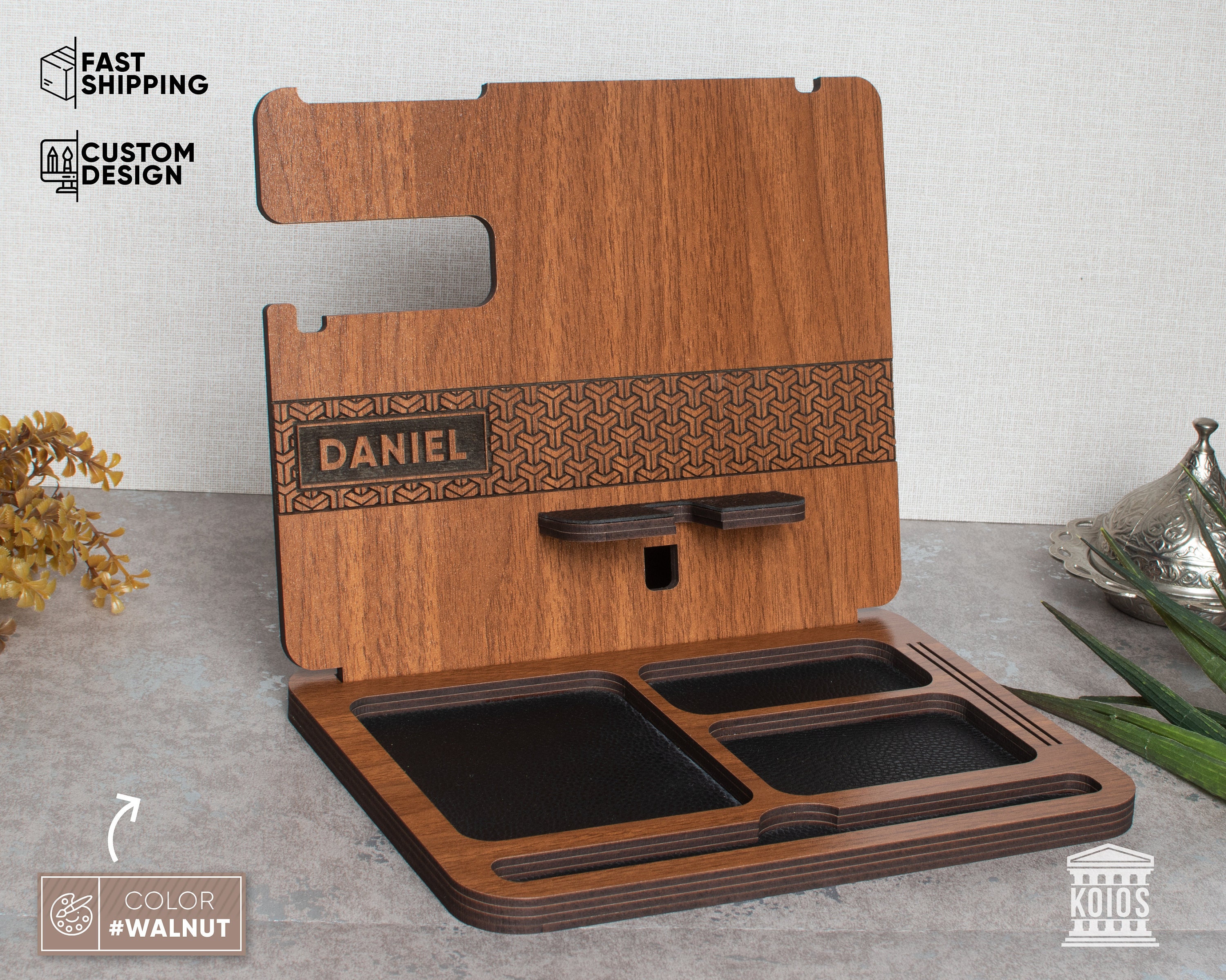 Mens Gift Unique, Anniversary Gifts for Fiance Him, Engraved Dad Gift,  Personalized Mens Gift, Desk Organizer Office, Desk Accessories 