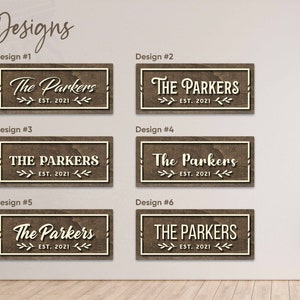 Custom Name Sign, 5th Anniversary Gift, Last Name Sign, Established Sign, Personalized Wedding Sign, Farmhouse Sign, Rustic Wood Sign image 6