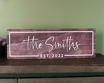 Anniversary Gifts for Parents, Last Name Sign, Custom Family Name Sign, 5th Anniversary Gift, Wood Signs, Anniversary Gifts for Couples