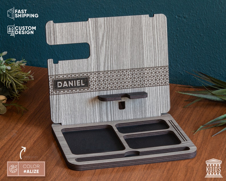 Nightstand Organizer Docking Station Men Office Decor Night Etsy