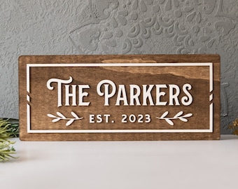 Custom Name Sign, 5th Anniversary Gift, Last Name Sign, Established Sign, Personalized Wedding Sign, Farmhouse Sign, Rustic Wood Sign