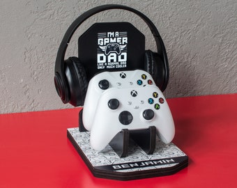 Personalized Controller and Headphone Stand - Custom Gift for Gamers - Christmas Gift for Him - Gaming Accessories - Gamer Dad Gifts