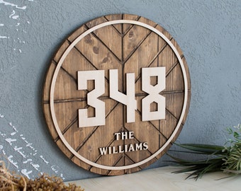 Modern House Plaque, House Numbers, Round Address Sign, Housewarming Gift, Newlywed Gifts, Wood Address Plaque, Realtor Closing Gift