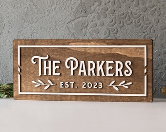 Last Name Sign, Rustic Sign wood, Home Wall Decor, Personalized Wedding Sign, Farmhouse Decor Established Sign, Modern Family Name Sign