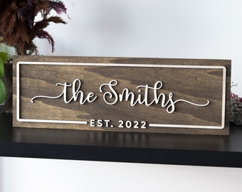 Custom Wood Sign, Personalized Wedding Gift, Housewarming Gift, Established Sign, Bridal Shower Gift, Family Last Name Sign for Wall