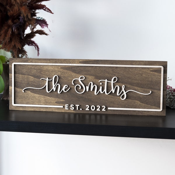 Custom Wood Sign, Personalized Wedding Gift, Housewarming Gift, Established Sign, Bridal Shower Gift, Family Last Name Sign for Wall