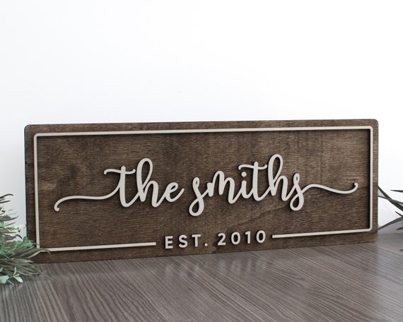 Initials and Established Wood Sign Gift ideas Custom Family Sign Custom Family Estate Calligraphy Wood Sign Anniversary Gift