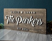 Anniversary Gift, Last Name Sign, Custom Family Name Sign, Established Sign, Personalized Wedding Sign, Farmhouse Sign, Wedding Present