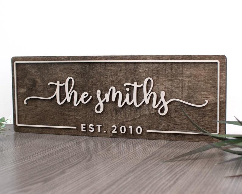 Custom Wood Sign, Personalized Wedding Gift, Wedding Present, Housewarming Gift, Established Sign, Bridal Shower Gift, Family Last Name Sign 