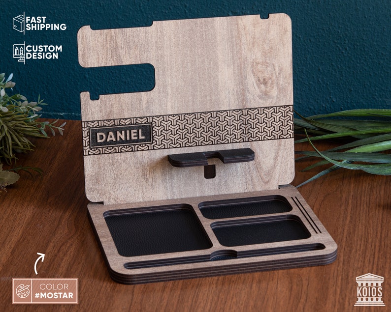 Nightstand Organizer Docking Station Men Office Decor Night Etsy