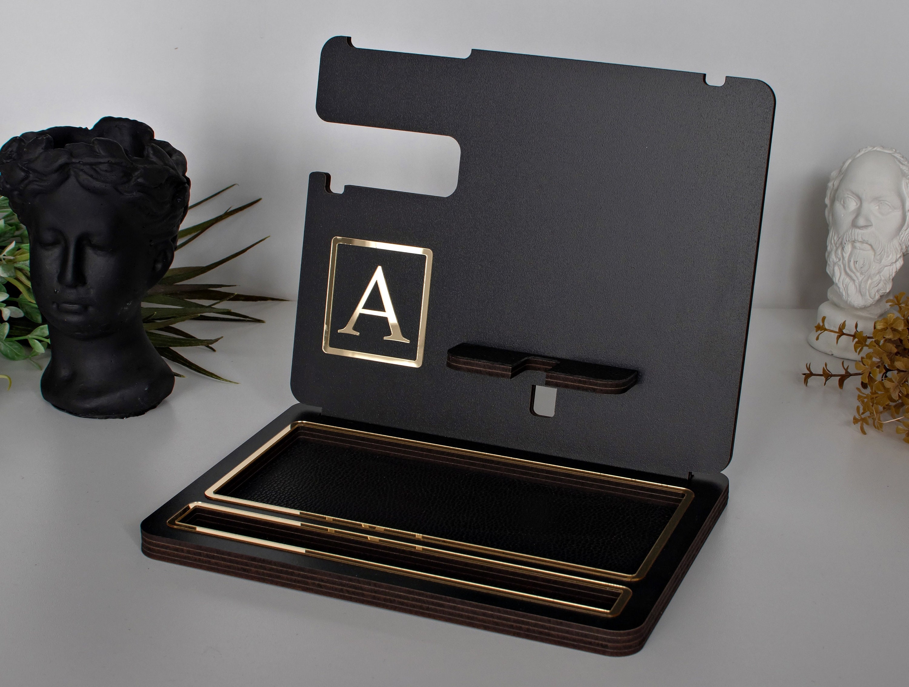Black and Stylish Wooden Docking Station Just Because Gift for Men