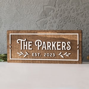 Custom Name Sign, 5th Anniversary Gift, Last Name Sign, Established Sign, Personalized Wedding Sign, Farmhouse Sign, Rustic Wood Sign image 2
