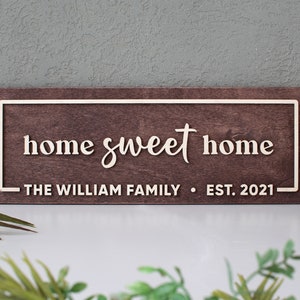 Home Sweet Home sign Horizontal, Home Sweet Home Wall decor, Rustic Wood Home Wall Decor, Farmhouse Home Sign, Established Date Sign