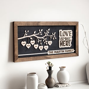Personalized Wooden Family Tree Wall Art – Custom Name Sign, Family Gift, Gift for Parents, Reunion Wall Decor, Gift for Family Reunion