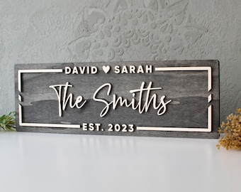 Wedding Gifts for Couple, Custom Wedding Signs, 3d Wood Signs, Housewarming Gift, Custom Engagement Gift, Last Name Sign, Established Sign