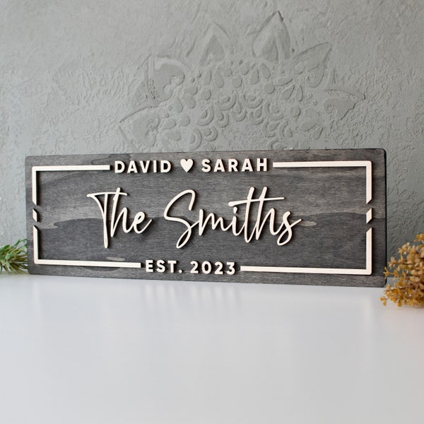 Wedding Gifts for Couple, Custom Wedding Signs, 3d Wood Signs, Housewarming Gift, Custom Engagement Gift, Last Name Sign, Established Sign