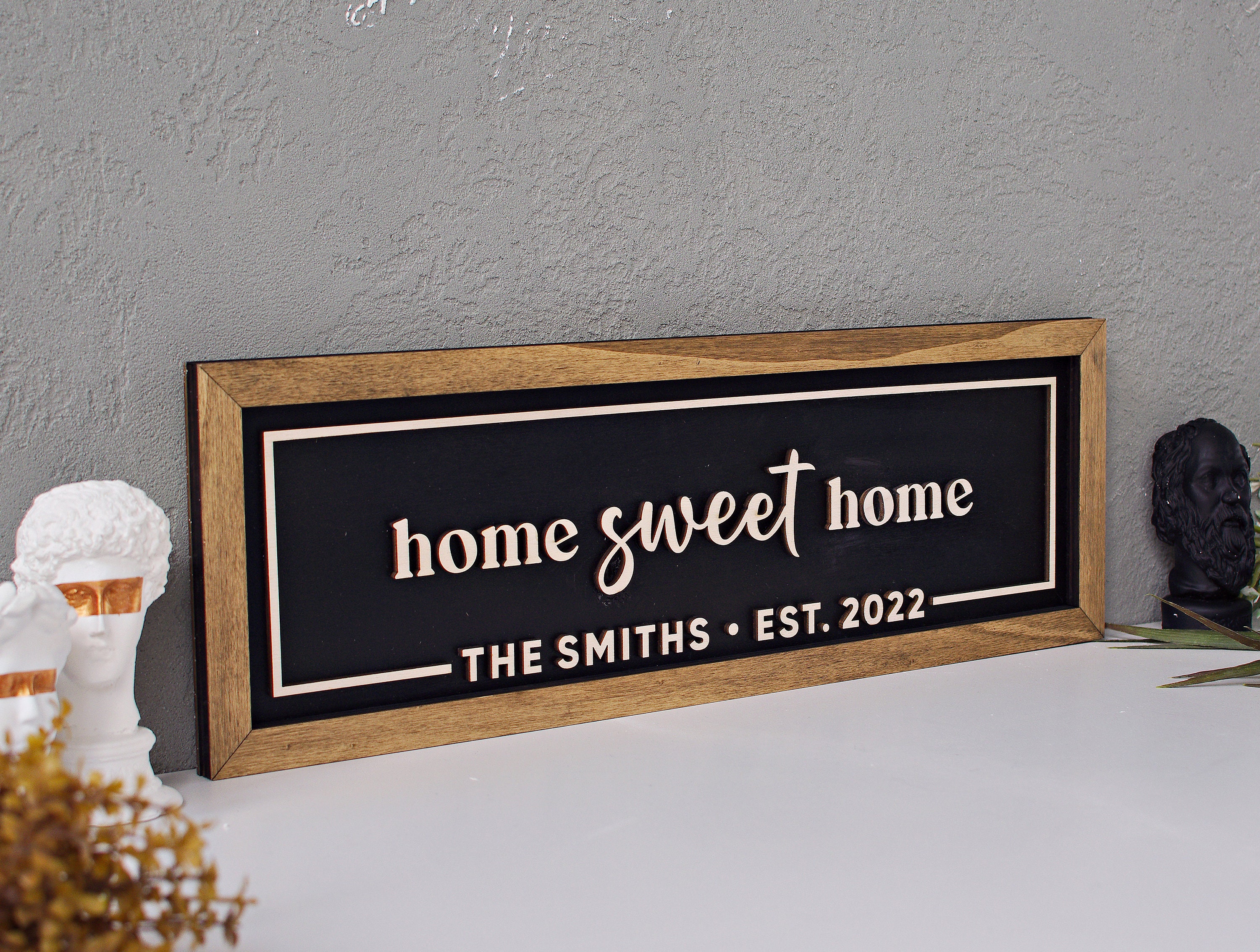 Home Sweet Home - Letrero de bienvenida para decoración de puerta  delantera, personalizable, 50 Estados Unidos de América, mapa de madera,  vintage