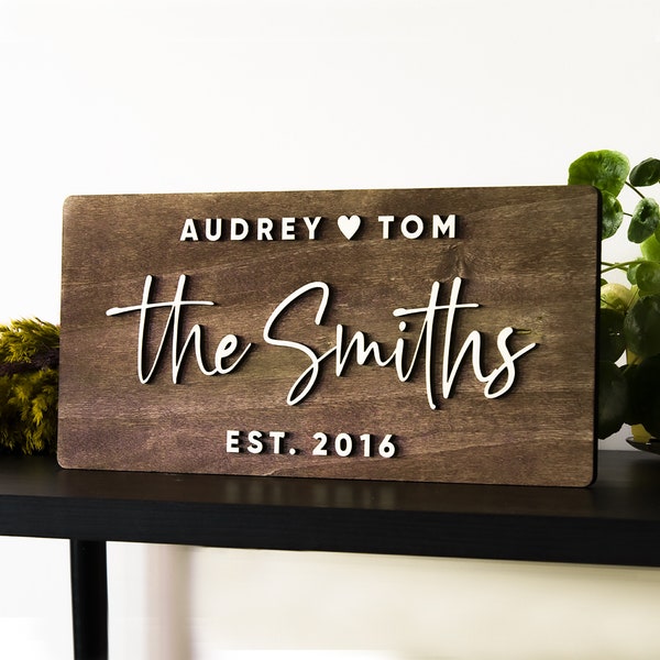 Anniversary Gift, Last Name Sign, Custom Family Name Sign, Established Sign, Personalized Wedding Sign, Farmhouse Sign, Wedding Present