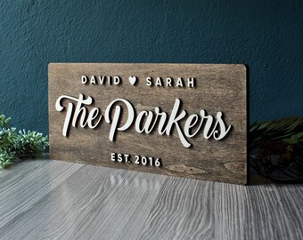 Anniversary Gift, Last Name Sign, Custom Family Name Sign, Established Sign, Personalized Wedding Sign, Farmhouse Sign, Wedding Present