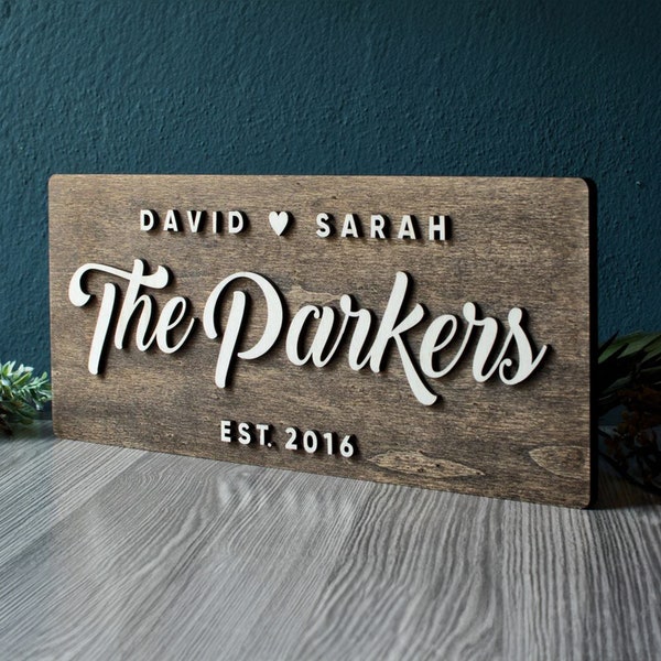 Anniversary Gift, Last Name Sign, Custom Family Name Sign, Established Sign, Personalized Wedding Sign, Farmhouse Sign, Wedding Present