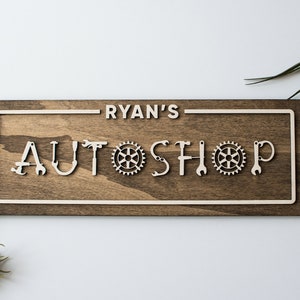 Wood Workshop Sign Gift for Dad, Garage Sign, Autoshop  Woodshop Sign, Custom Gift for Dad, Grandfather Grandpa Gift, Fathers Day Gift