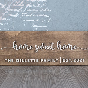 Home Sweet Home Sign Personalized | New Home Date | Established Wood Sign | Housewarming Gift | Wood Home Sign | House Sign | Wedding Gift