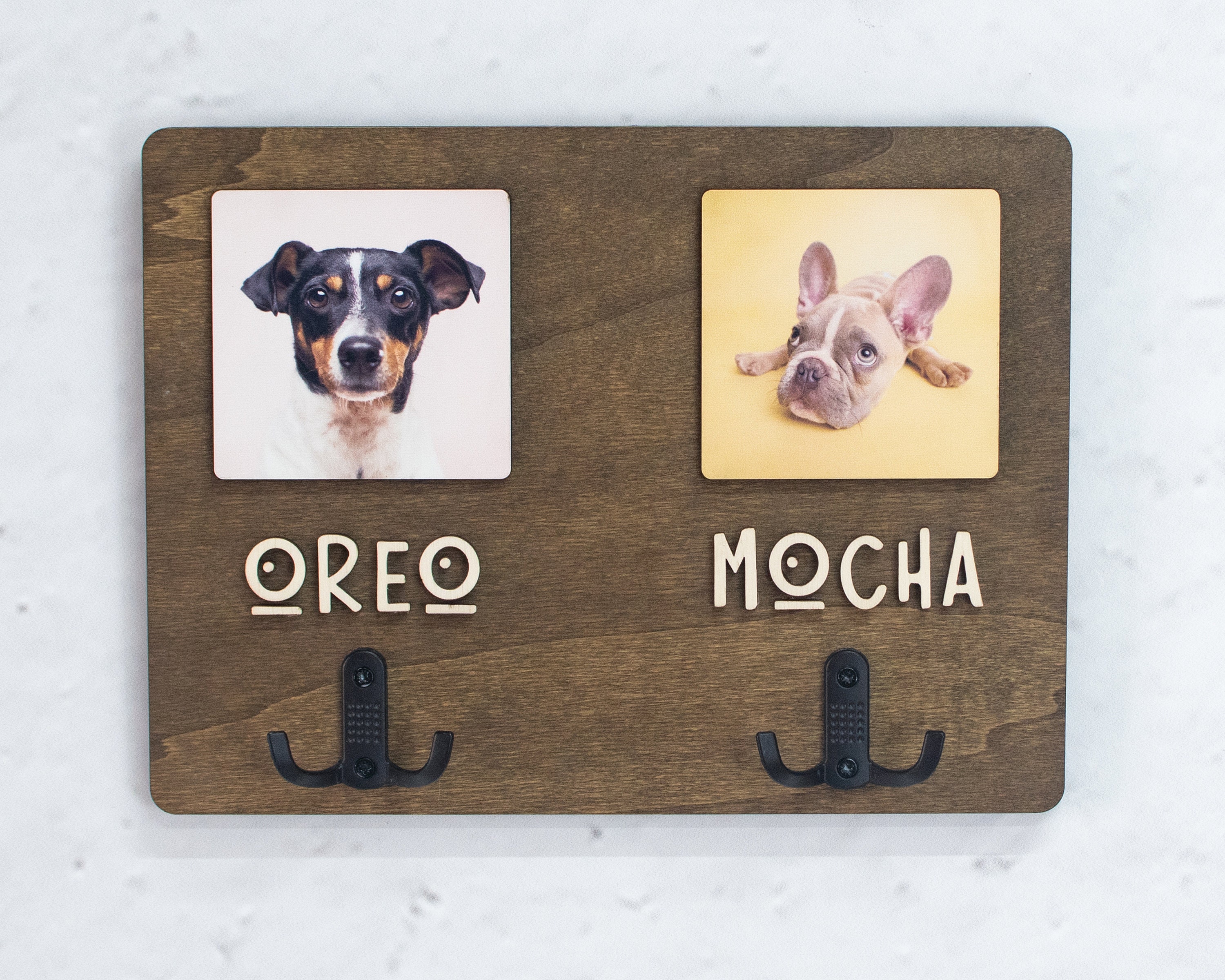 Fathers Day Gift for Dog Dad, Personalized Dog Leash Holder, Custom Leash Organizer with Photo, Dog Lover Gift, Pet Photo Gifts, Leash Hooks