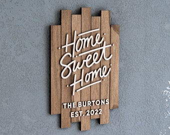 Realtor Closing Gift, Home Sweet Home Sign, New Home Wooden Sign, New Homeowner Gift, Housewarming Gift, Home Buyer Gift Idea,Last Name Sign