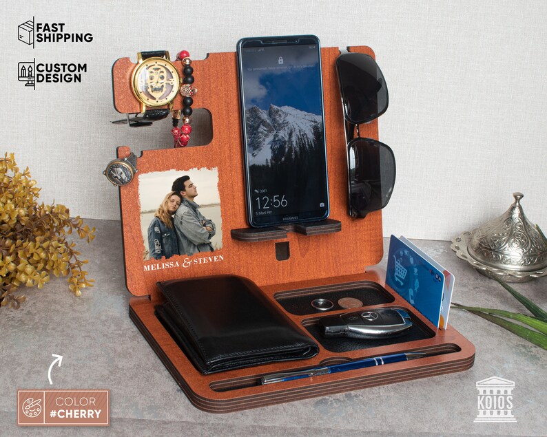 Nightstand Organizer Docking Station Men Office Decor Night Etsy