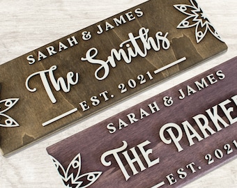 Beautiful Wood Sign for Weddings - Custom Nikkah Sign with Names - Last Name Sign - Decorative Housewarming Sign - Established Sign