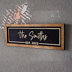 Last Name Wedding Sign, Family Name Sign for Wall, Custom Wood Sign, Personalized Sign, Wooden Sign, Established Sign, Home Wall Decor