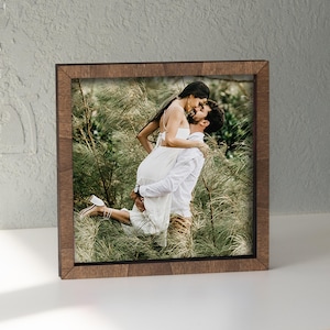 Custom Wood Photo Print, Framed Photo Wall Art, Custom Photo Wall Decor, Photo with Custom Text, Personalized Anniversary Gift for Her