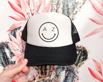 Custom State Toddler Kid Trucker Hat | Smiley Face Trucker Hat | Arizona Hat | AZ Hat | State of Arizona | Smiley Face Hat | Summer Hat