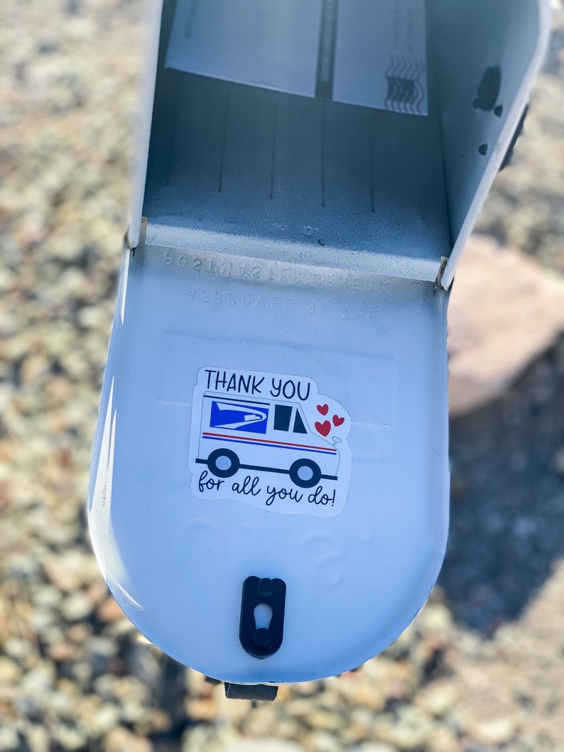 Thank You USPS Water Resistant Sticker Mailman Thank You Sticker Mailbox Sticker Mailman Appreciation Postal Sticker USPS Decal image 1