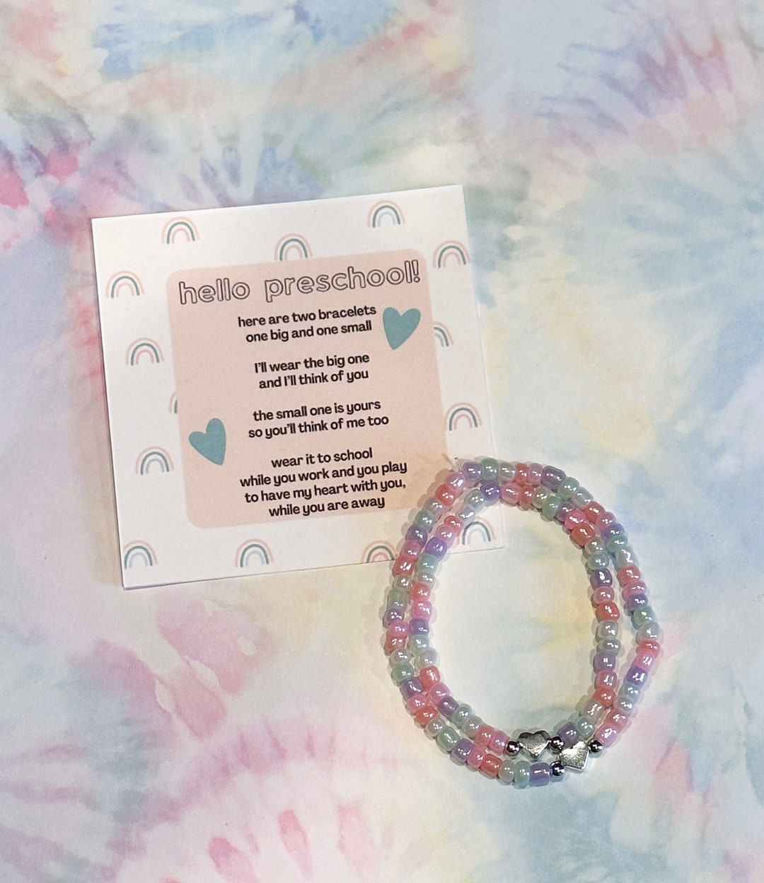 Back to School Bead Bracelet Kindergarten Bracelet Set Mommy and Me