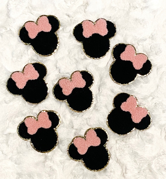 Minnie Mouse Head Patch Pink Bow Disney Chenille Iron On