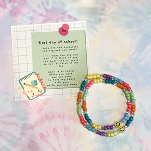 Back To School Bead Bracelet | Kindergarten | Bracelet Set | Mommy & Me | Daddy Me | Matching Bracelets | Stretch Bracelet | Bead Bracelets