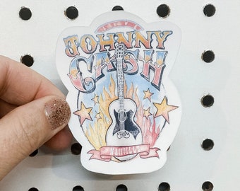 Free Shipping | Johnny Cash Waterproof Sticker | Laptop Sticker | Tumbler Sticker | Hydro Flask Sticker