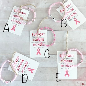 Breast Cancer Awareness Bracelet | Bead Bracelet | Pink Bracelet | Cancer Support Gift | Pink Ribbon Bracelet | Ribbon Bracelets | Hope