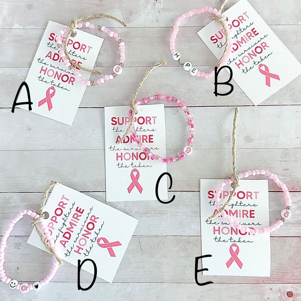 Breast Cancer Awareness Bracelet | Bead Bracelet | Pink Bracelet | Cancer Support Gift | Pink Ribbon Bracelet | Ribbon Bracelets | Hope