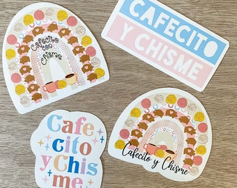 Water Proof Sticker | Water Resistant Sticker | Cafecito Y Chisme | Cafecito con Chisme | Cafecito Sticker | Tumbler Sticker | Coffee Sticke