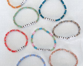 Motivational Word Bracelet | Bead Bracelet | Bracelets | Bracelet Stack | Custom Word Bracelet | Create | Inspire | Stay Wild | Explore