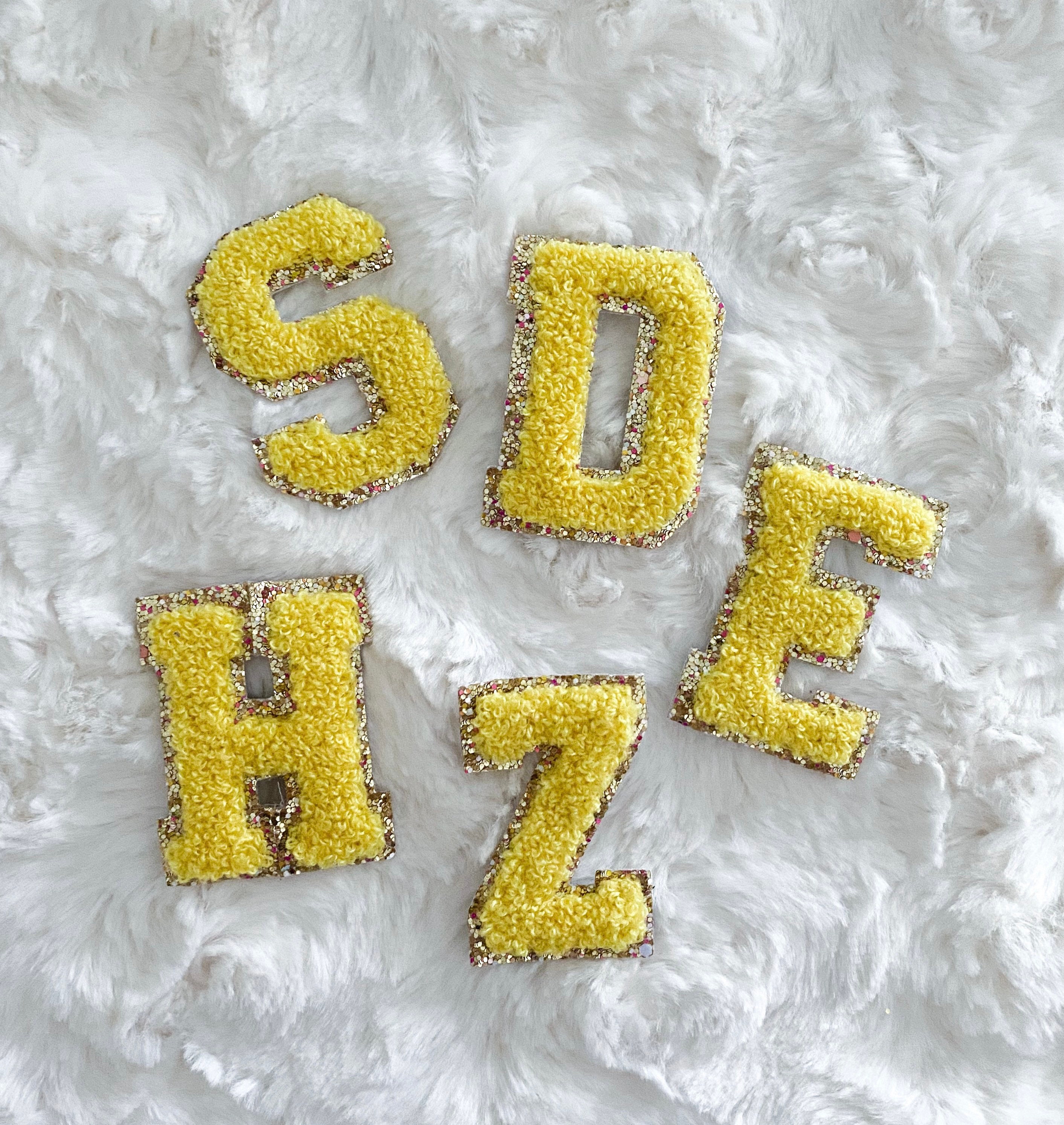 2.25 ADHESIVE Chenille Letter Patch YELLOW Etsy