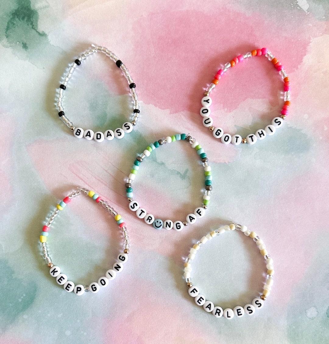 Motivational Bracelet Bead Bracelet Strong Inspiration Badass Keep ...