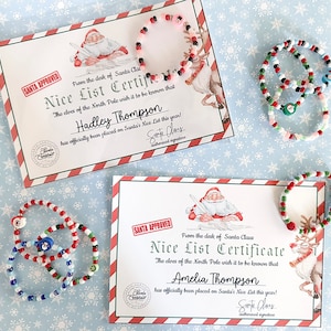 Nice List Certificate & Bracelet | Santa Nice List | Santa Bracelet | Christmas Bracelet | Bead Bracelet | Holiday | Gift | Christmas Card