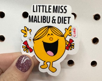 Little Miss Malibu and Diet Sticker | Malibu | Rum | Sticker | Hot Mess | Diet Coke | Coke | Drink | Krista Horton | Waterproof Sticker