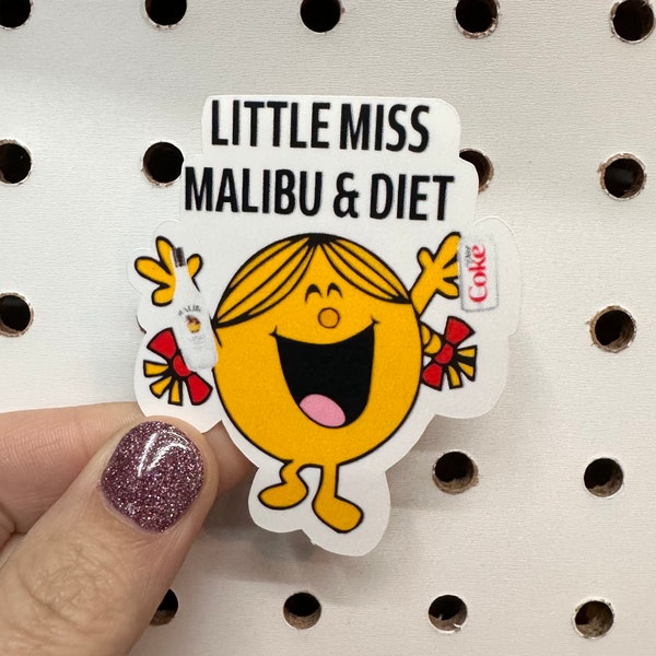 Little Miss Malibu and Diet Sticker | Malibu | Rum | Sticker | Hot Mess | Diet Coke | Coke | Drink | Krista Horton | Waterproof Sticker