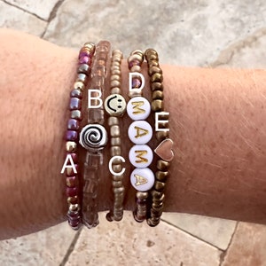 Fall Bracelet | Bead Bracelet | Coffee | Mama Bracelet | Smiley Bracelet | Bracelet Stack | Boho Vibes | Bracelets | Gift for Her | Mom Gift