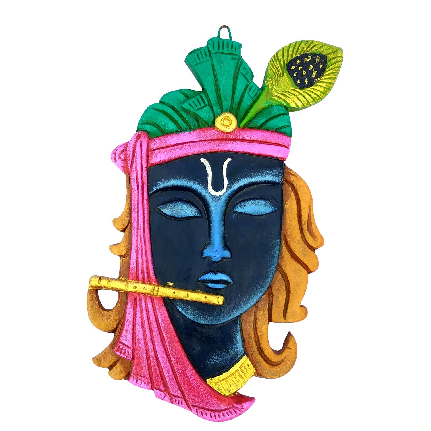 Lord Krishna Terracotta Idol for Wall Hanging Decor Made by Indian